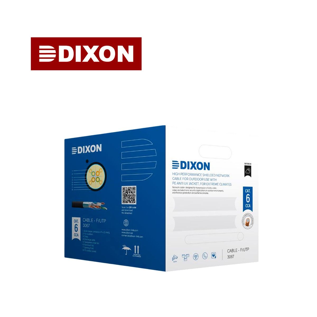 DIXON - Rollo Cable Utp Cat. 6 Dixon x caja Serie 3067 305m 23 AWG Exterior PE