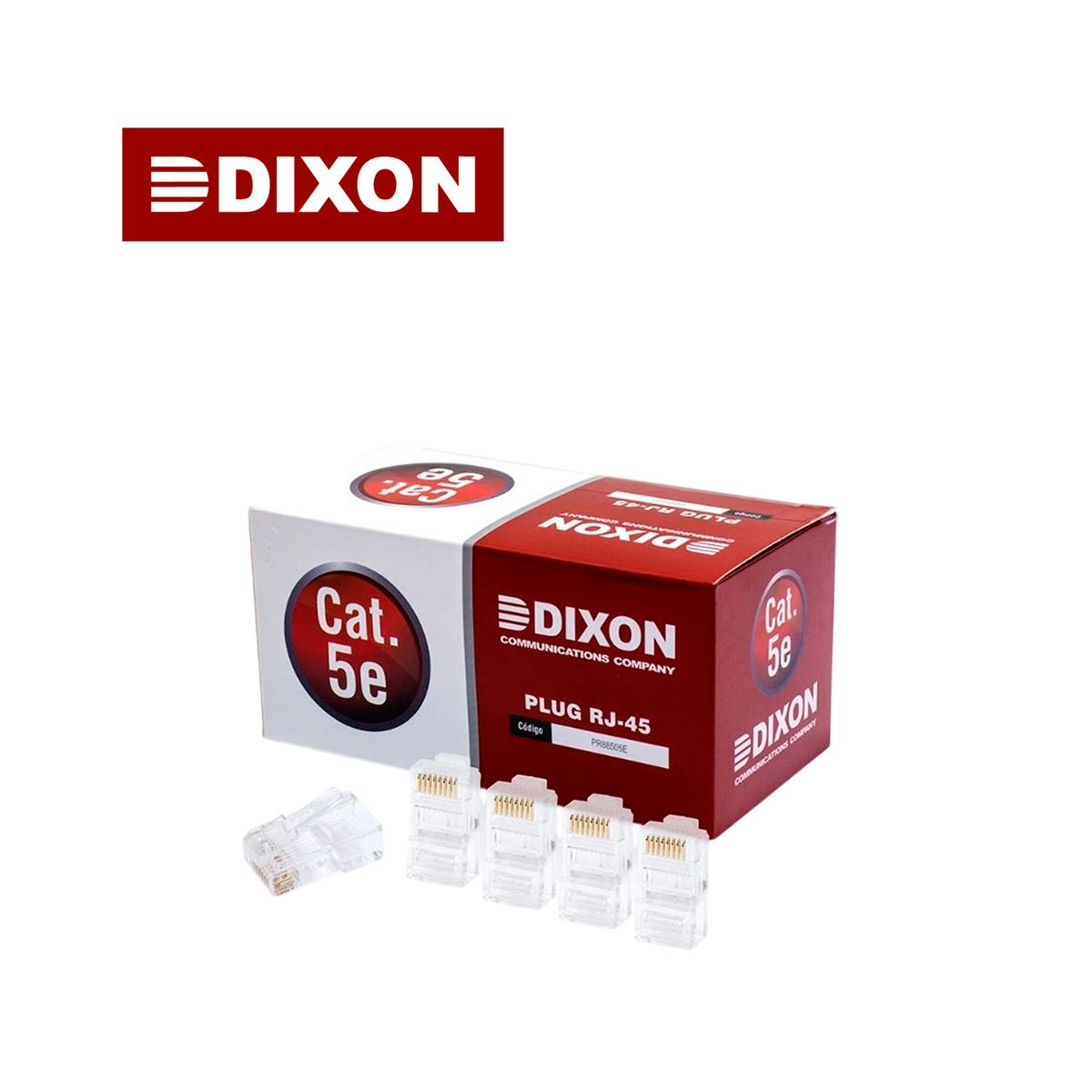 DIXON - Caja 100 Conectores Rj45 Dixon para Utp Cat.5e 8 contactos Cumple RoHs