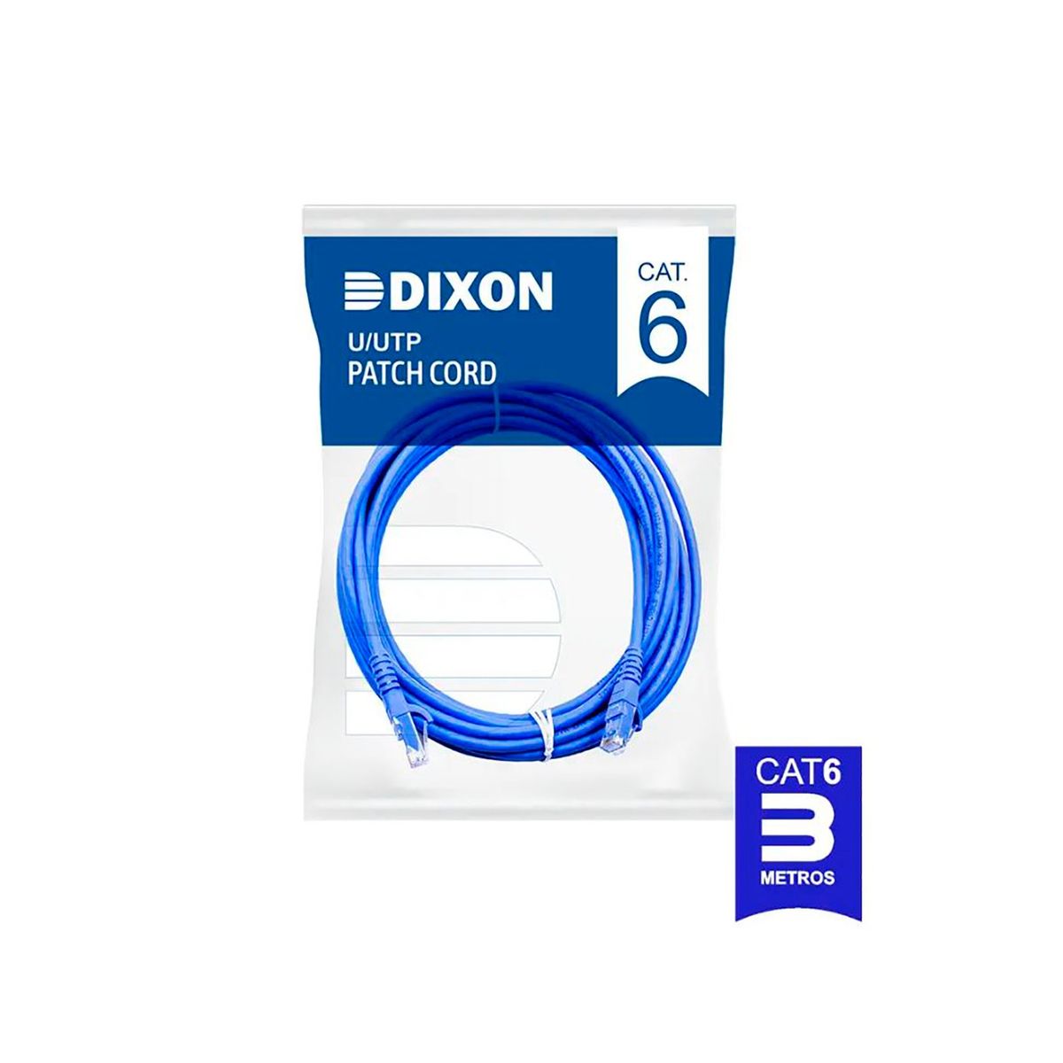 DIXON - Cable Patch Cord Dixon 3 Metros UTP Cat. 6 24 AWG COBRE LSZH RoHS Azul
