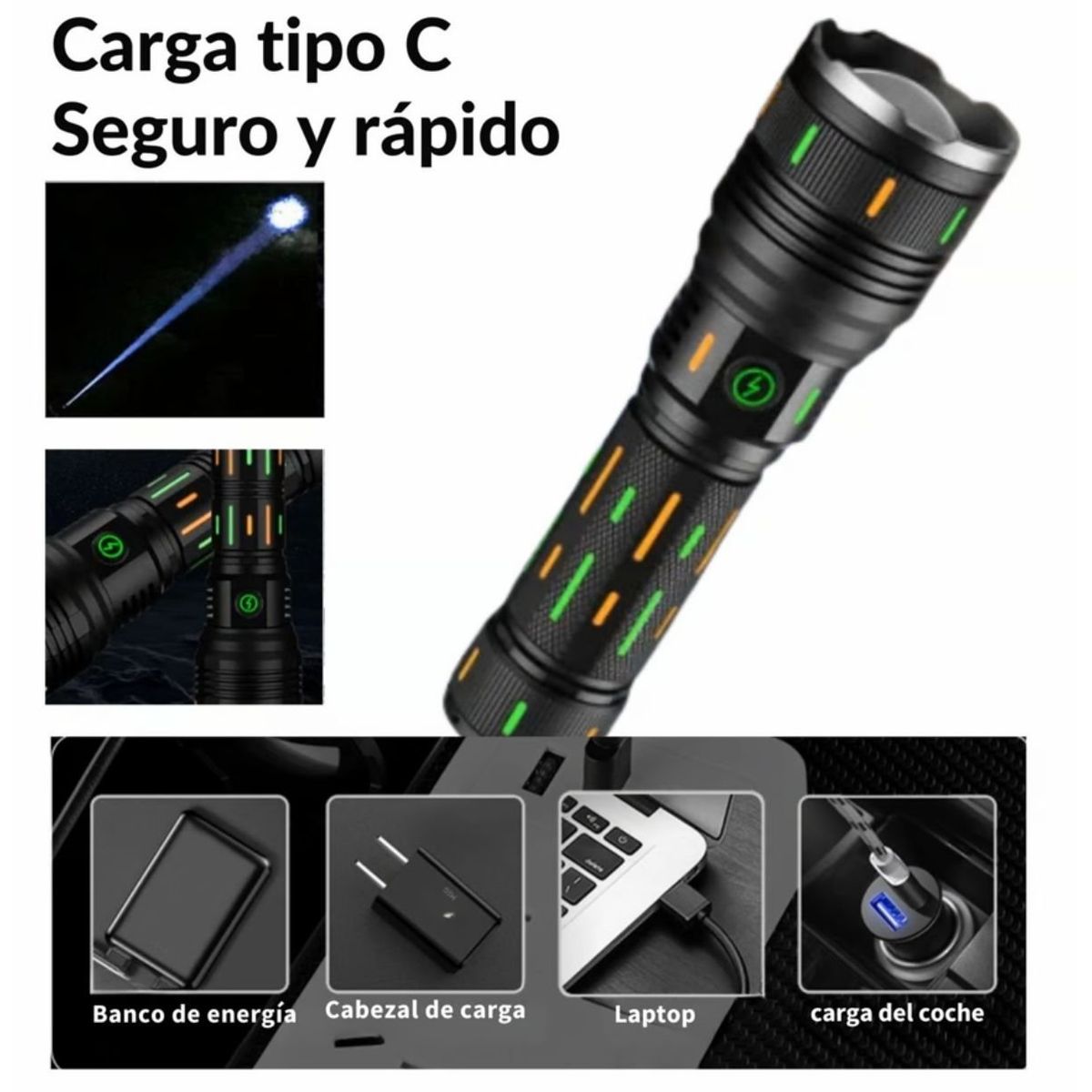 LIDIMI - Linterna Táctica Profesional 3000 Metros Alta Potencia