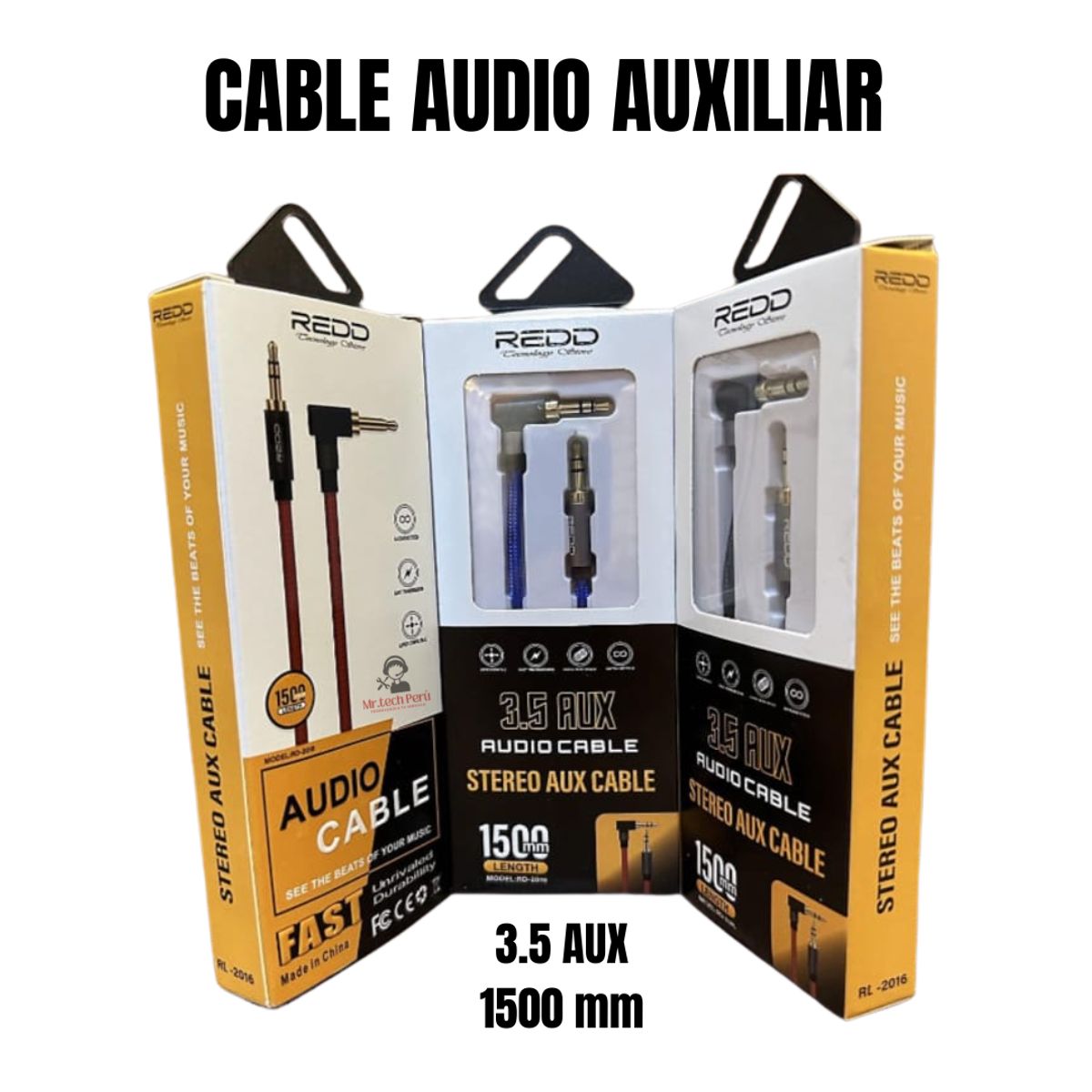 GENERICO - CABLE AUDIO AUXILIAR 3.5 1500mm REDD