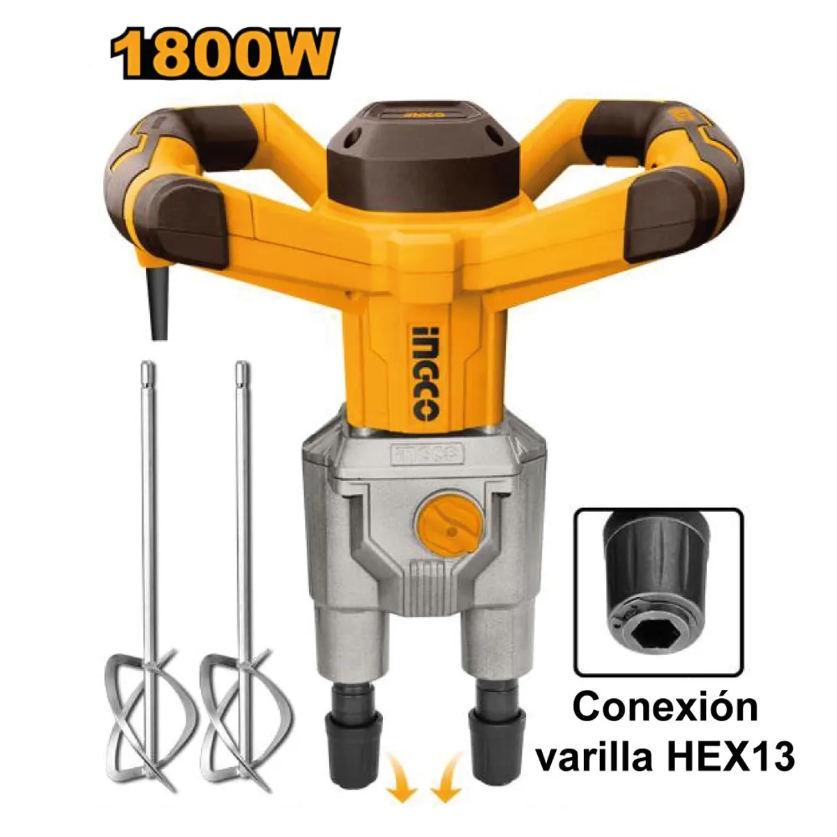 INGCO TOOLS - MEZCLADORA DOBLE PALETA DE PINTURA Y PEGAMENTO INGCO 1800W MX218008