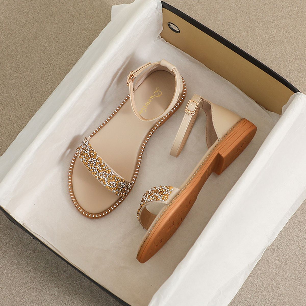 BLWOENS - Zapatos Sandalias de verano para Mujers - Beige