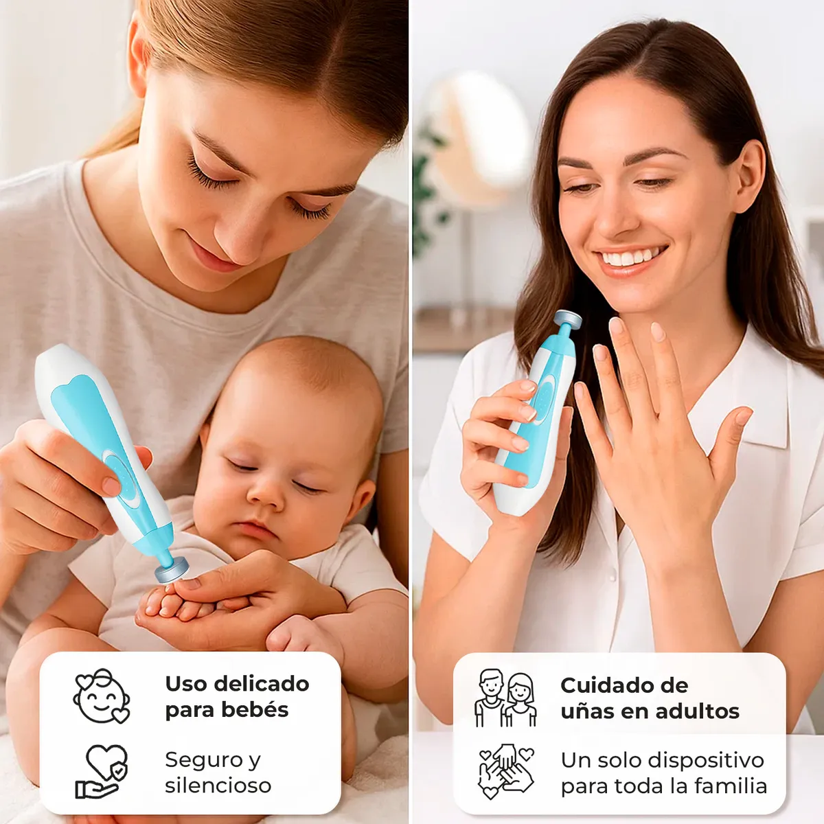 BABYPAL - Limador de Uñas para Bebé y Adultos con 6 Cabezales Celeste