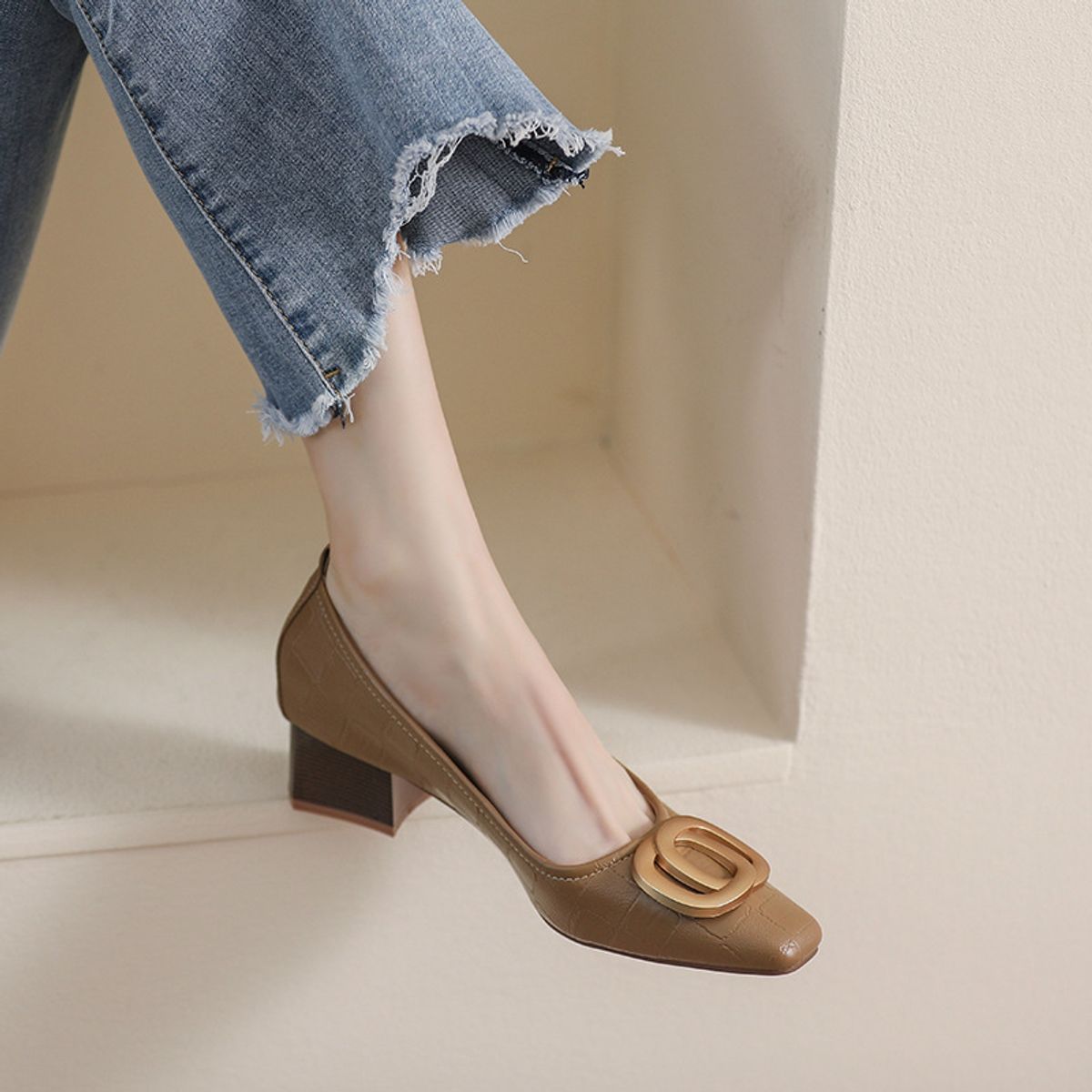 BLWOENS - Zapatillas Tacones altos de mujer - Marrón