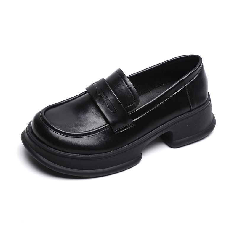 BLWOENS - Zapatos de cuero casuales para mujeres - Negro