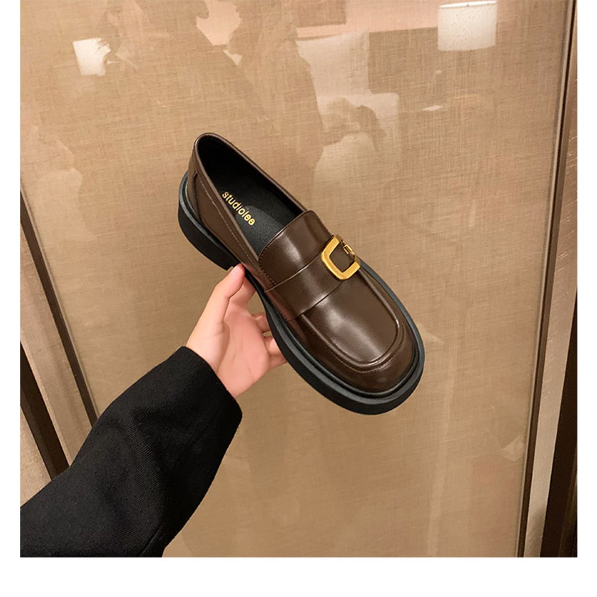 BLWOENS - Zapatos de cuero casuales para mujeres - Marrón