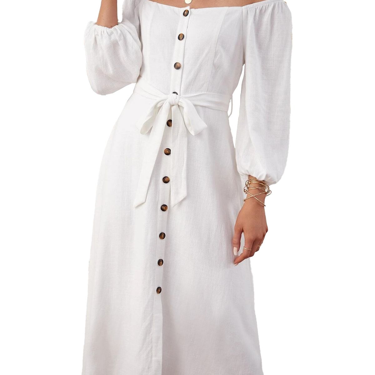 BLWOENS - Vestido casual de para mujeres -  Blanco