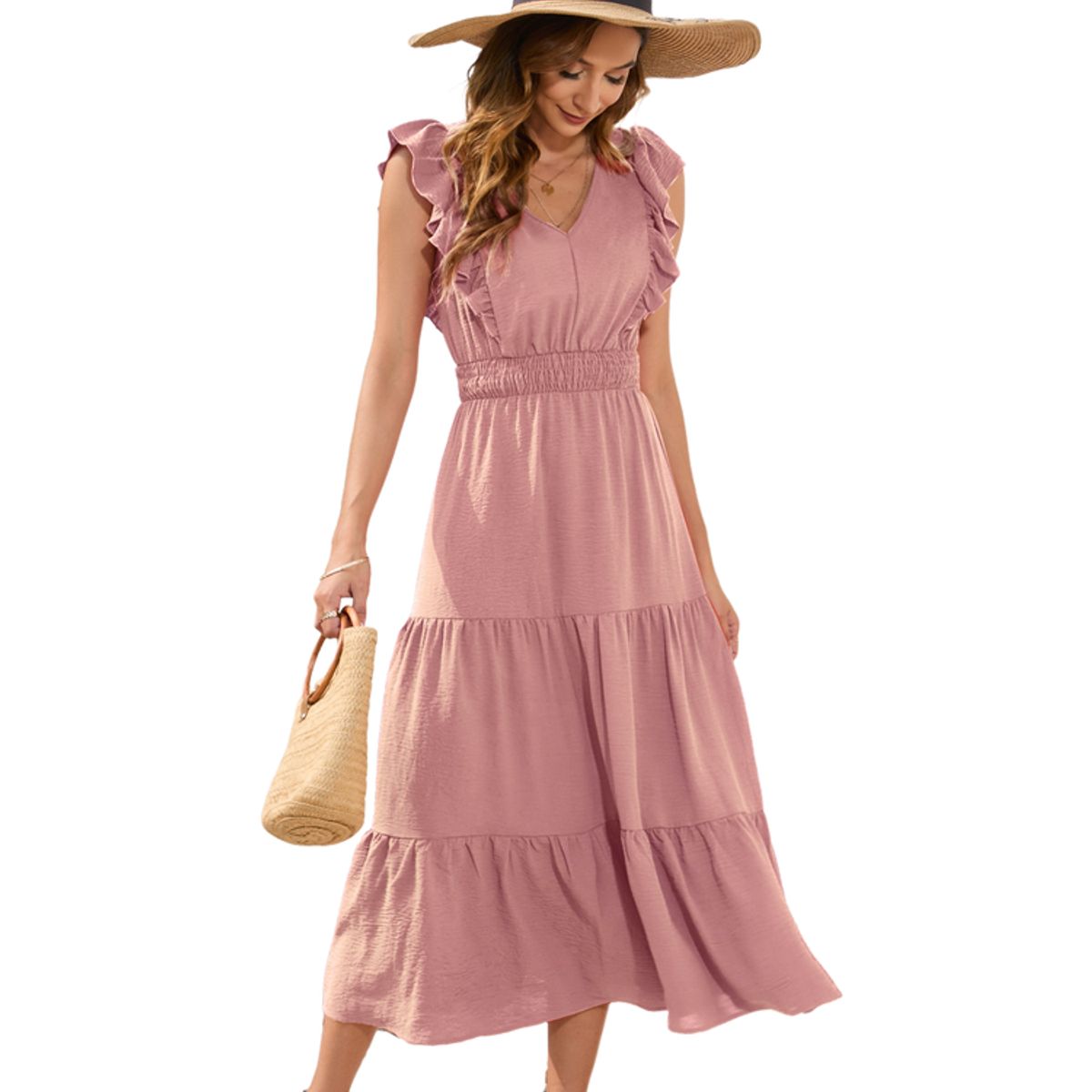 BLWOENS - Vestido casual de para mujeres - Rosa