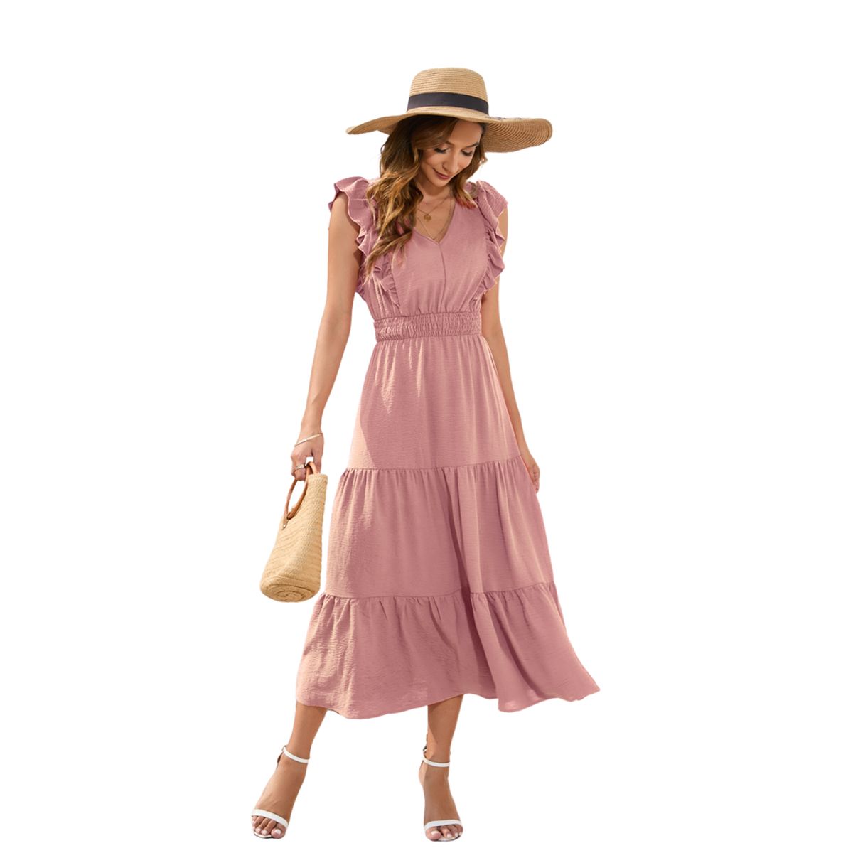BLWOENS - Vestido casual de para mujeres - Rosa