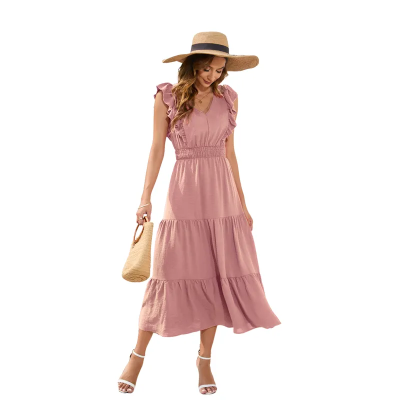 BLWOENS - Vestido casual de para mujeres - Rosa
