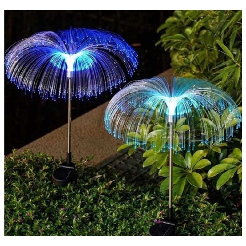 GENERICO - Set x2 luz solar exterior multicolor decorativo recargable Medusa LED