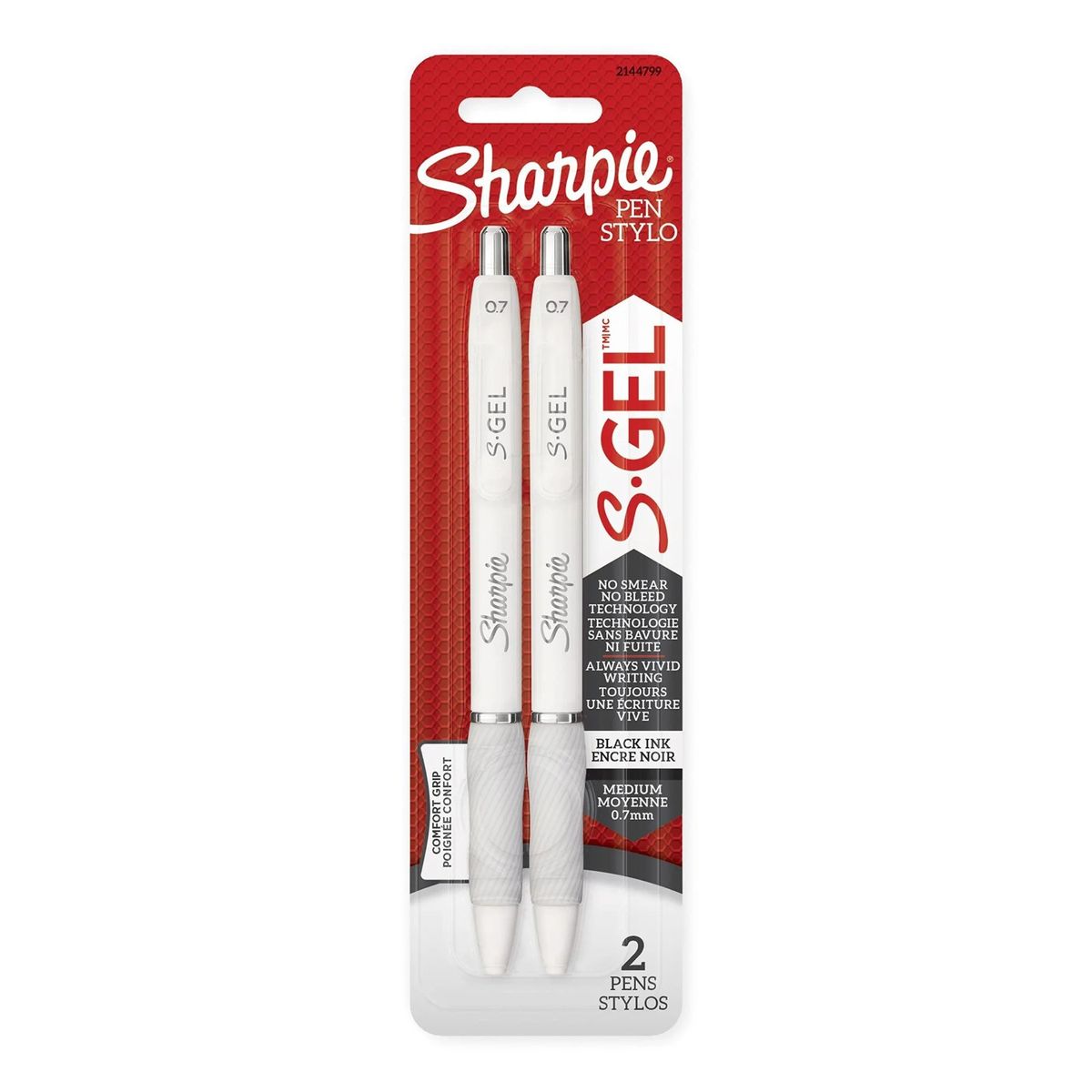 SHARPIE - Sharpie S-Gel bolígrafos- Cuerpo Blanco Perla X2