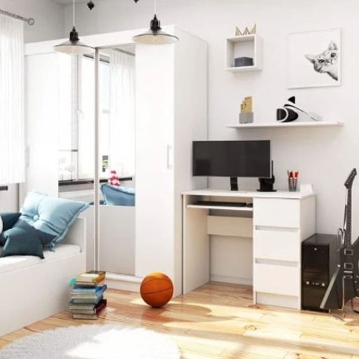 NACION MUEBLES - ESCRITORIO BLANCO MODERNO NM