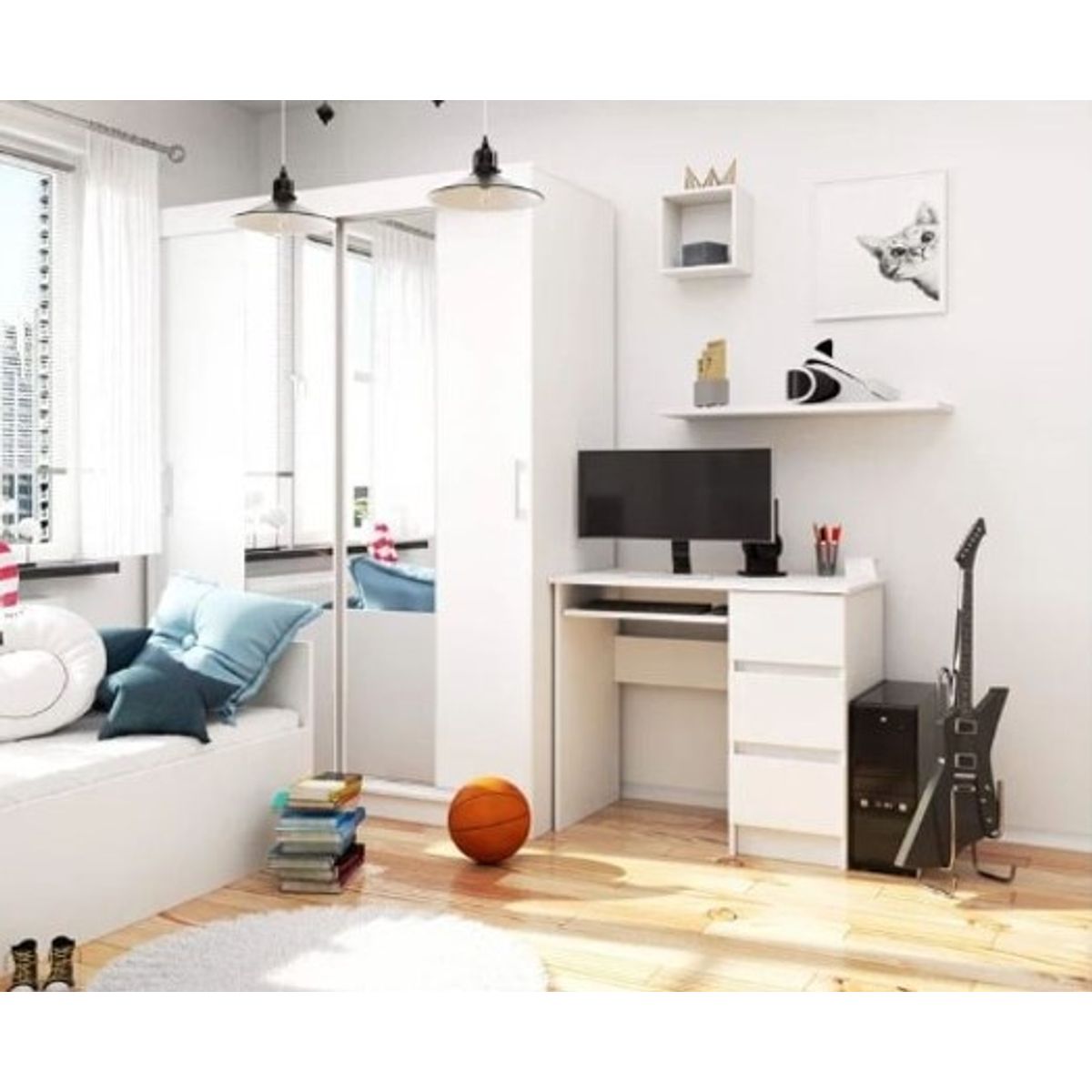 NACION MUEBLES - ESCRITORIO BLANCO MODERNO NM