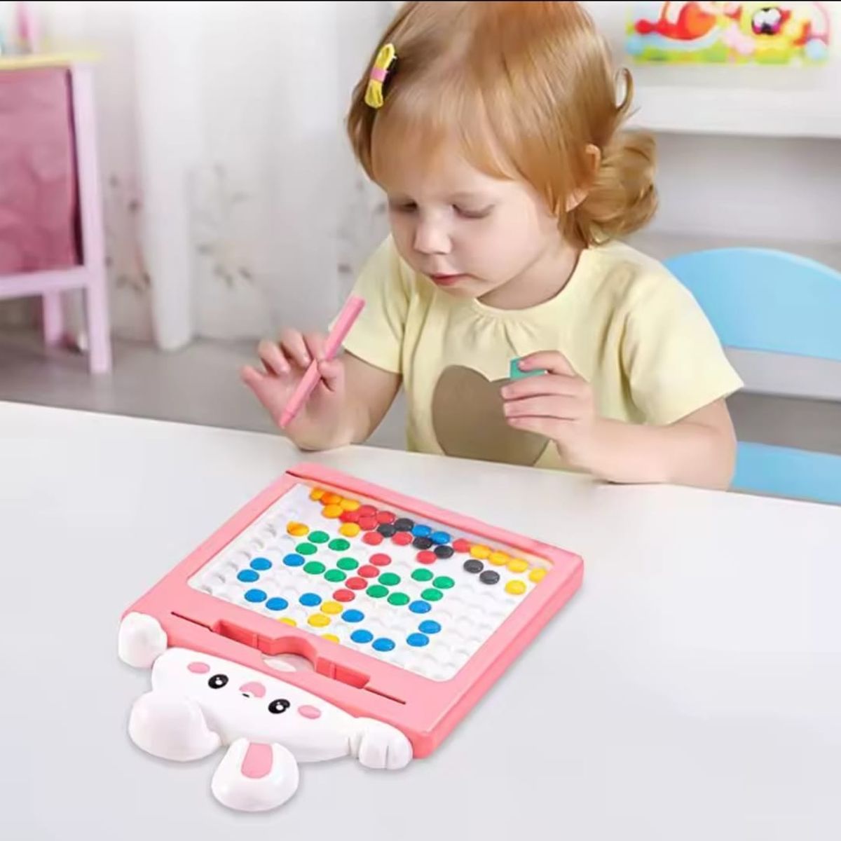 GENERICO - Tablero magnético educativo para niños con diseño de conejo BLANCO