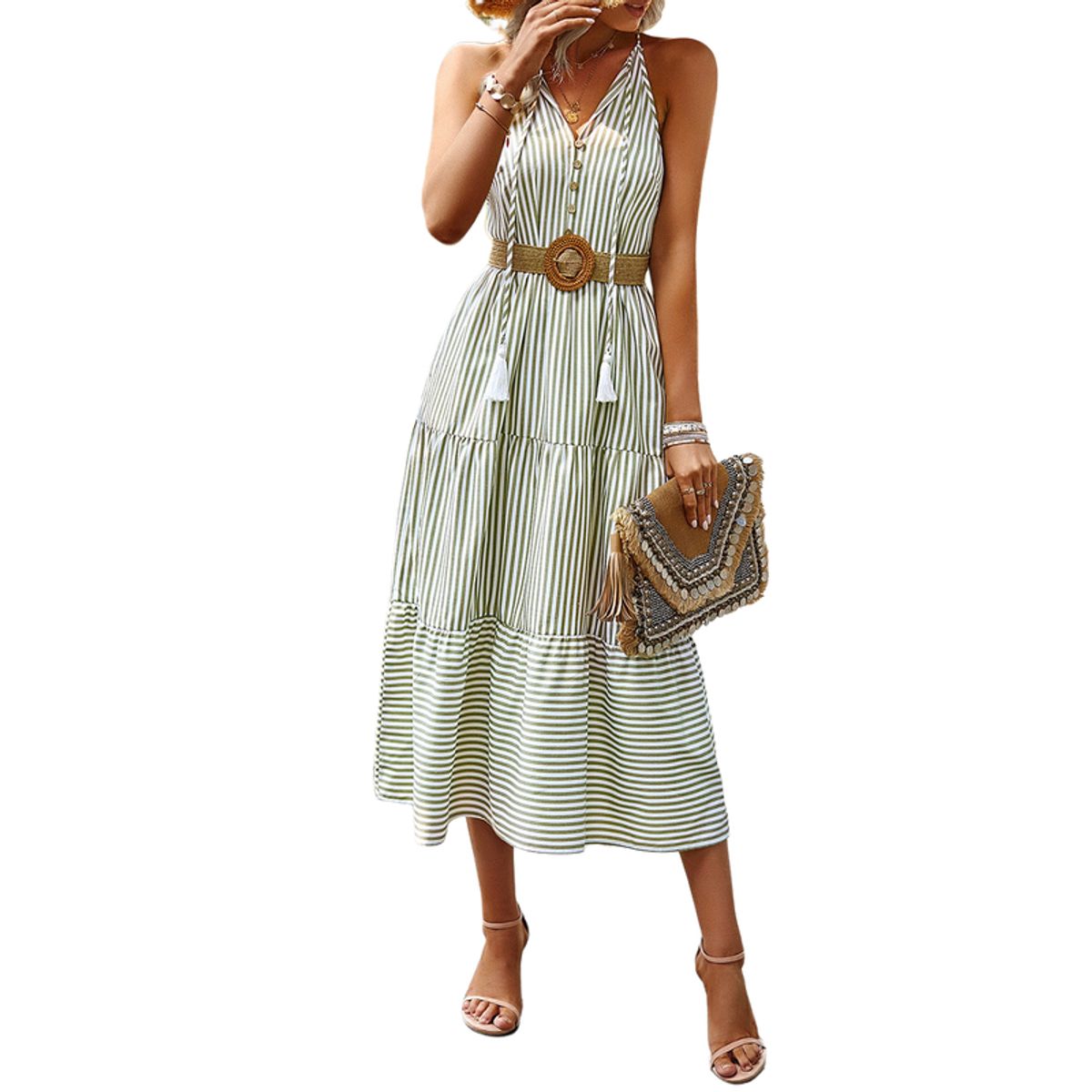 BLWOENS - Vestido casual de para mujeres -  Verde