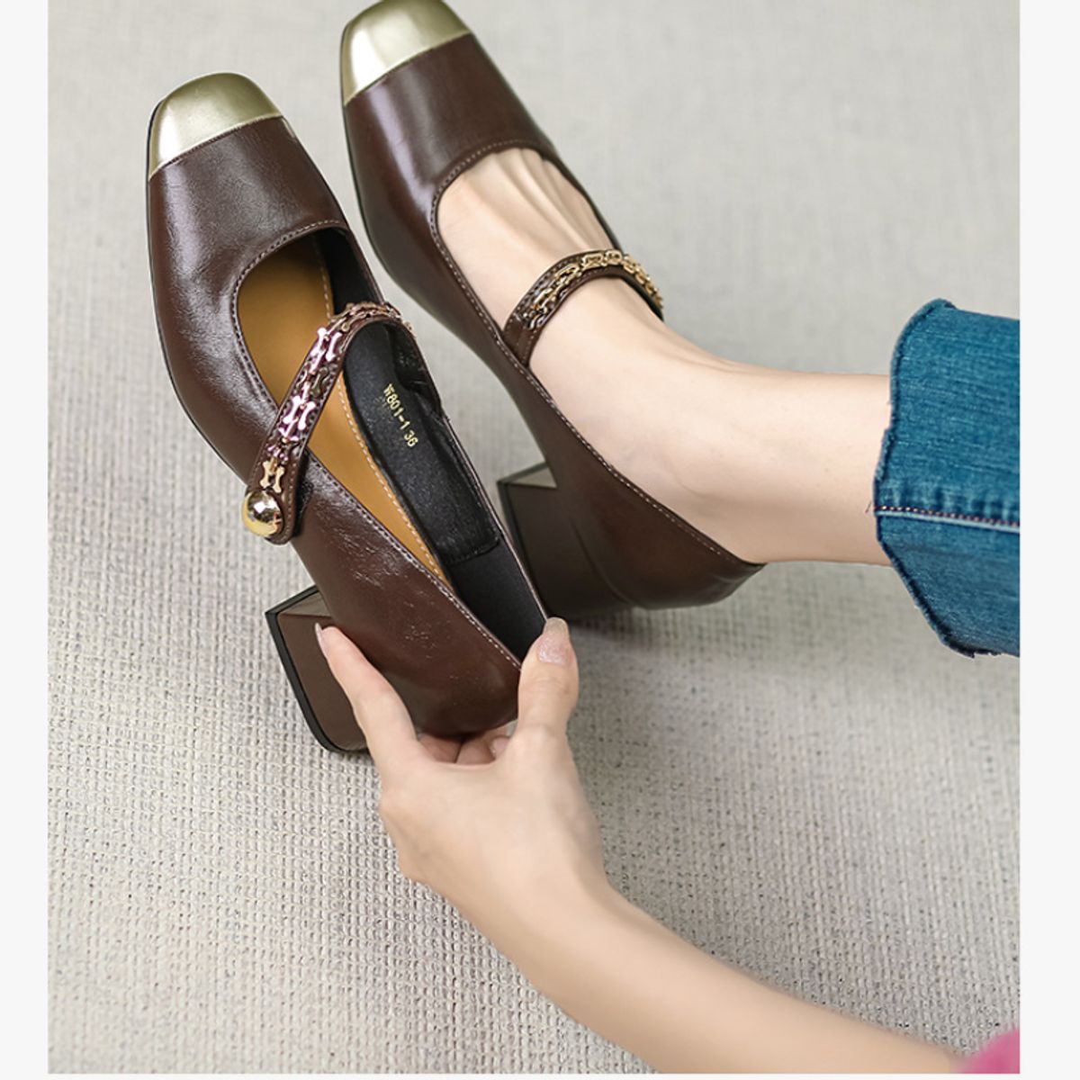 BLWOENS - Zapatillas Tacones altos de mujer - Marrón