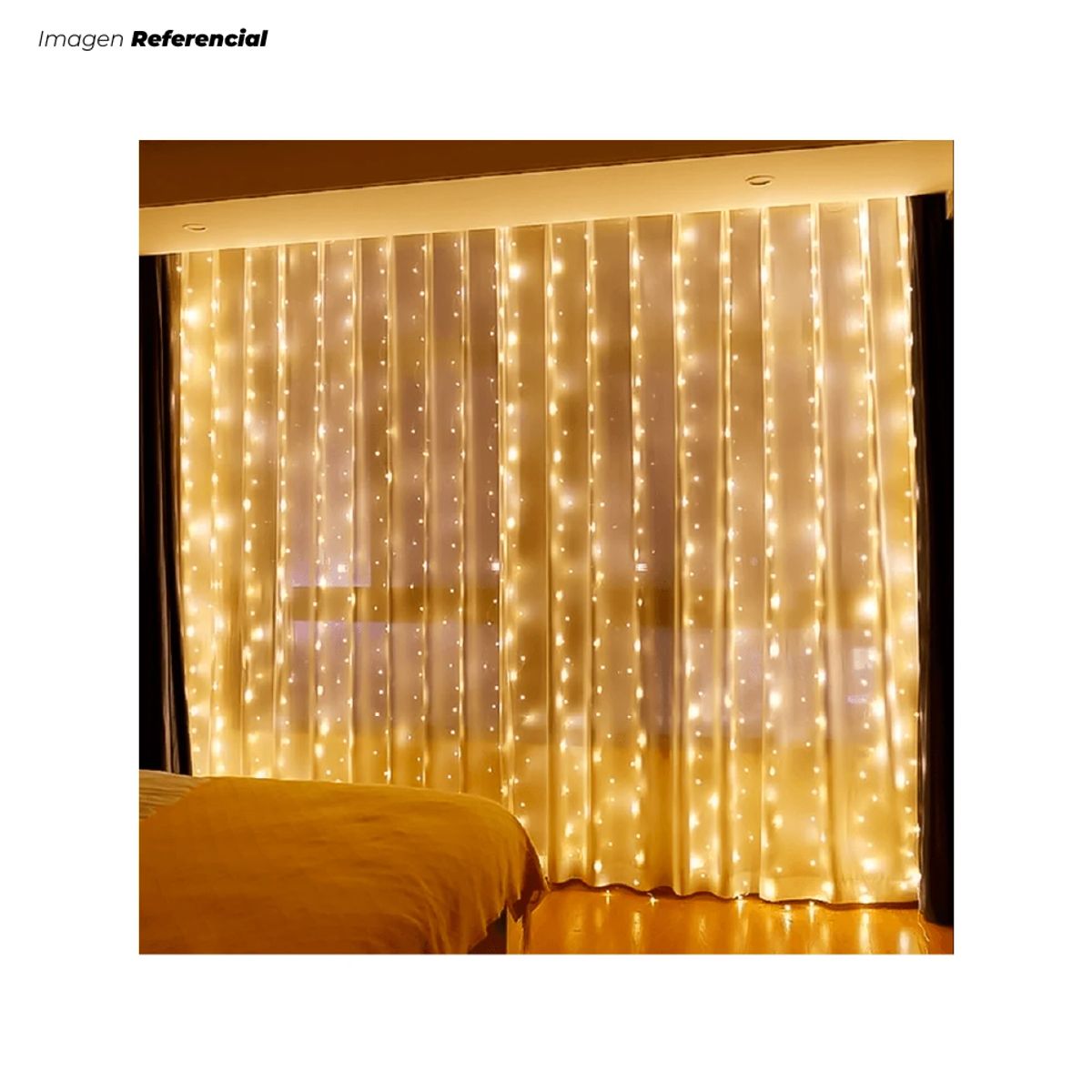 GENERICO - Cortina De Luces Ambar Led Con Control Remoto 3Mt X 3Mt