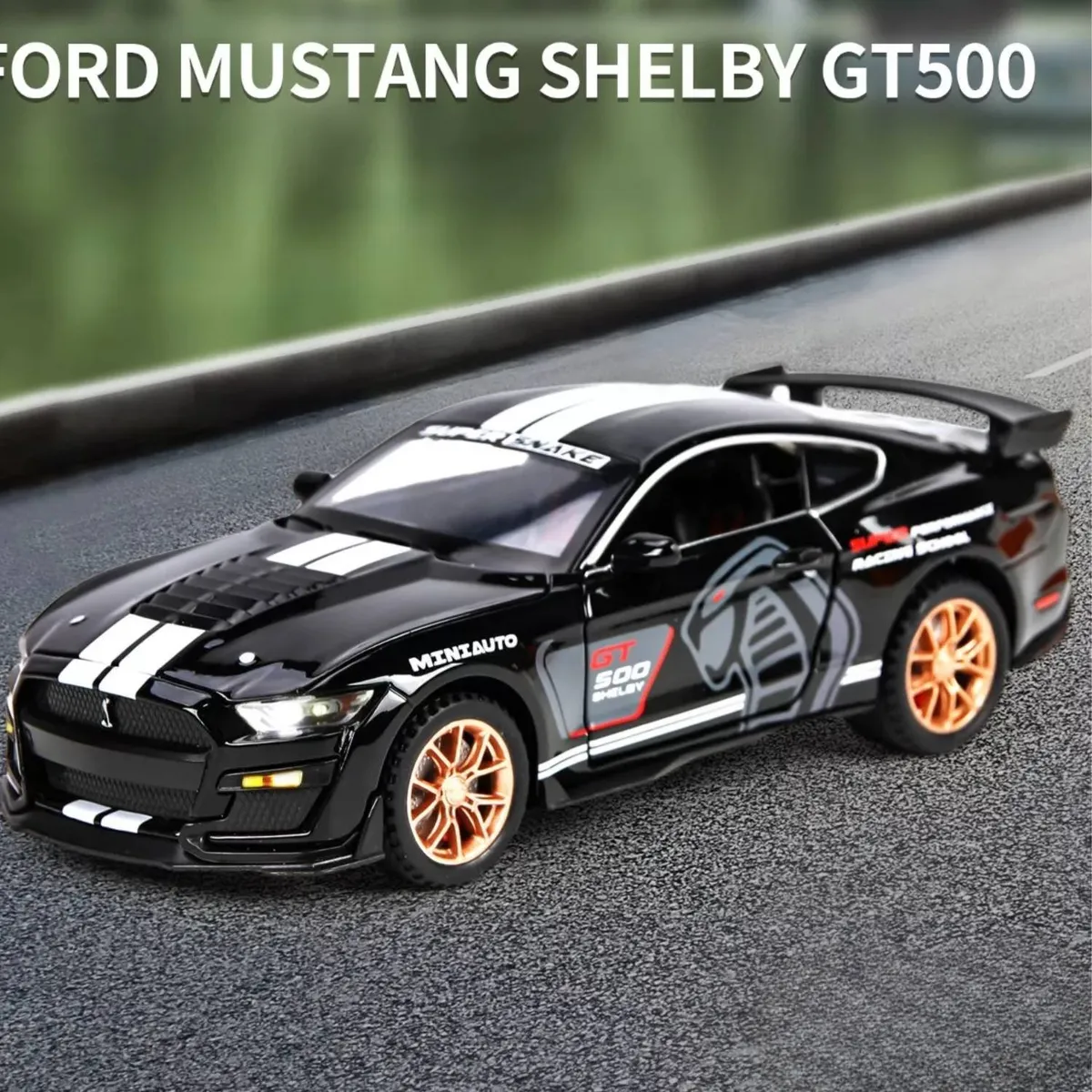 GENERICO - Auto De Colección FORD MUSTANG SHELBY GT500 COBRA NEGRO