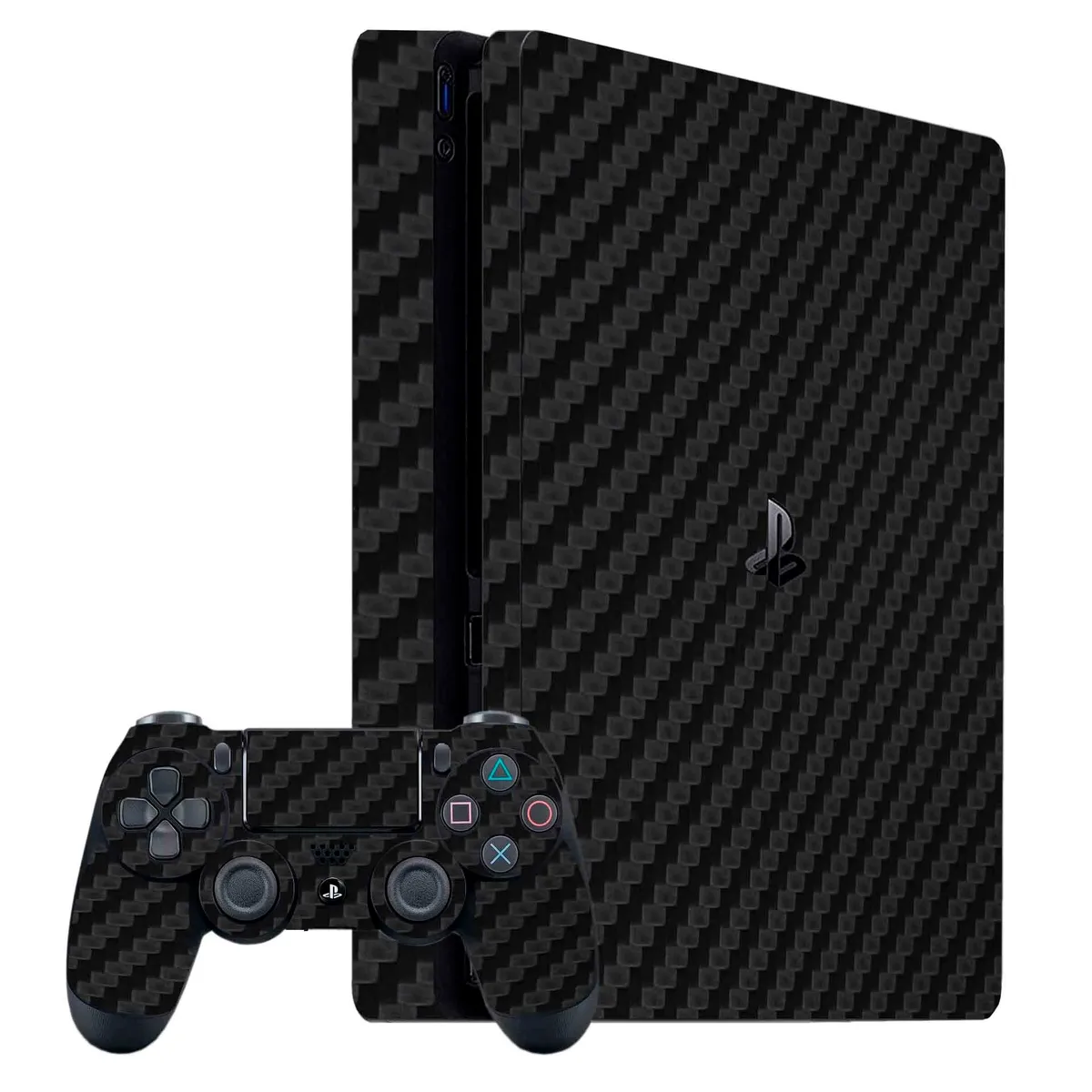 GENERICO - Skin Adhesivo Fibra de Carbono Negro para Ps4 Slim