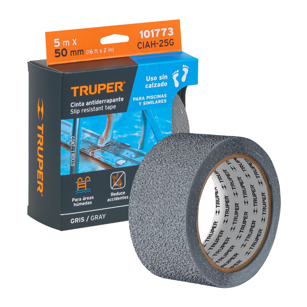TRUPER - Cinta Antiderrapante Gris 5M Truper CIAH-25G