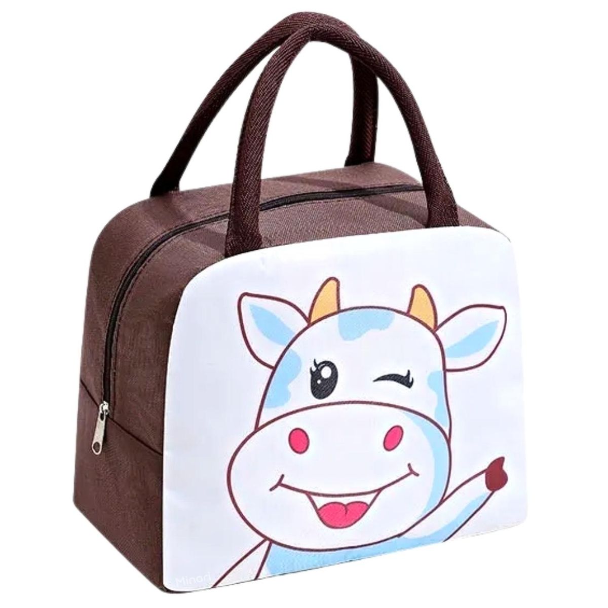 MINARI - Lonchera Térmica para Niños Marrón Diseño Vaquita 76L
