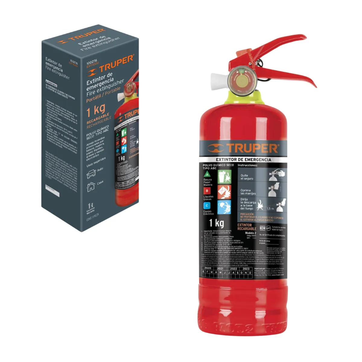 TRUPER - Extintor Portatil 1Kg Polvo Tipo Abc Truper EXT-1000