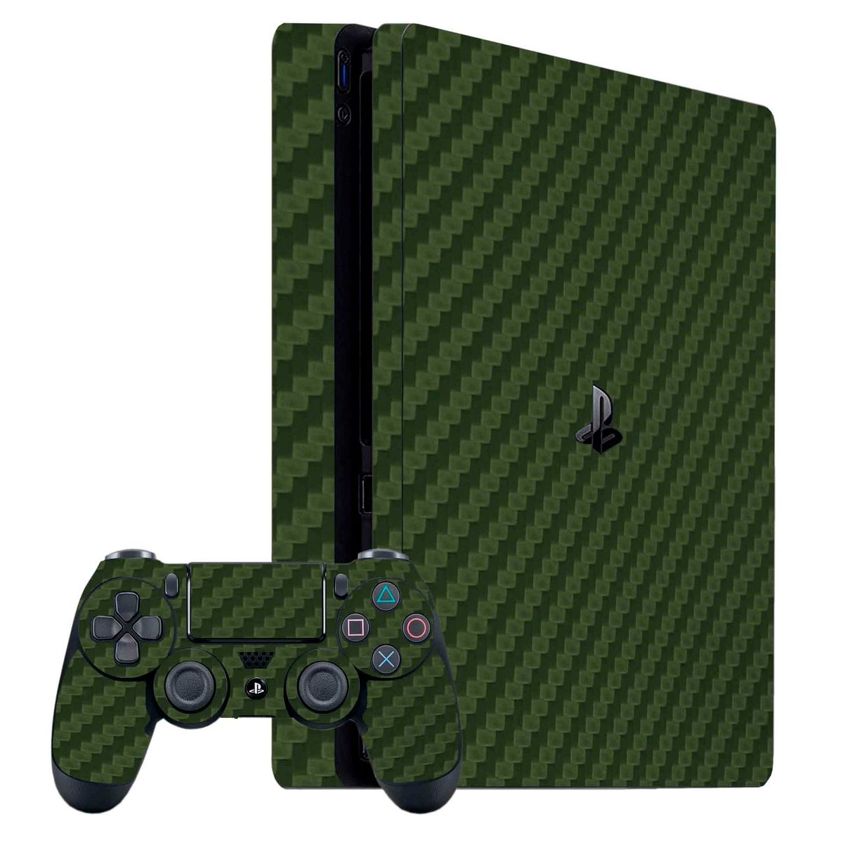 GENERICO - Skin Adhesivo Fibra de Carbono Verde para Ps4 Slim