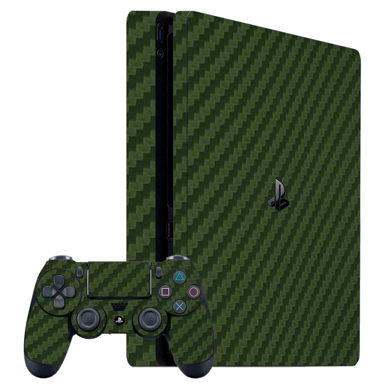 GENERICO - Skin Adhesivo Fibra de Carbono Verde para Ps4 Slim