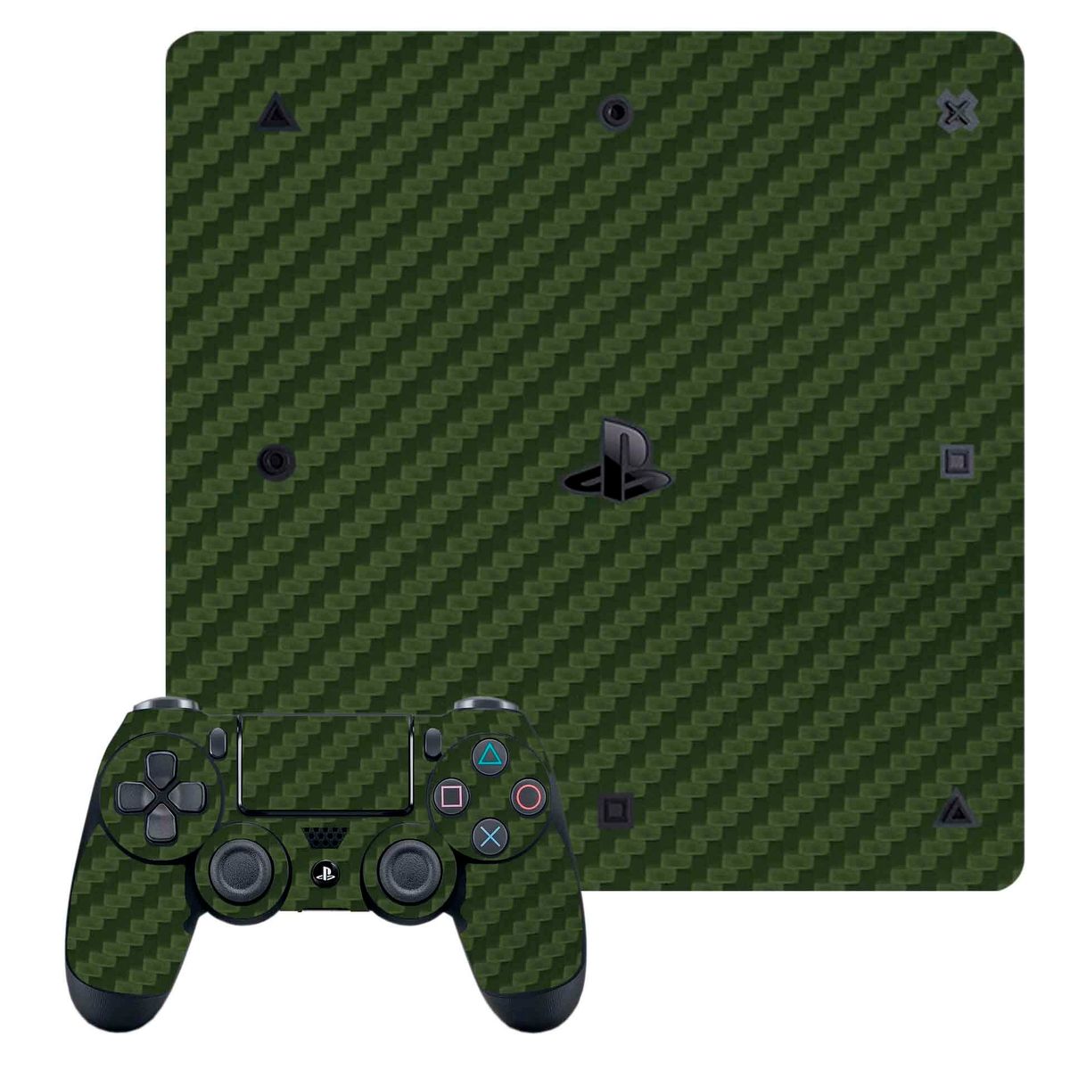 GENERICO - Skin Adhesivo Fibra de Carbono Verde para Ps4 Slim