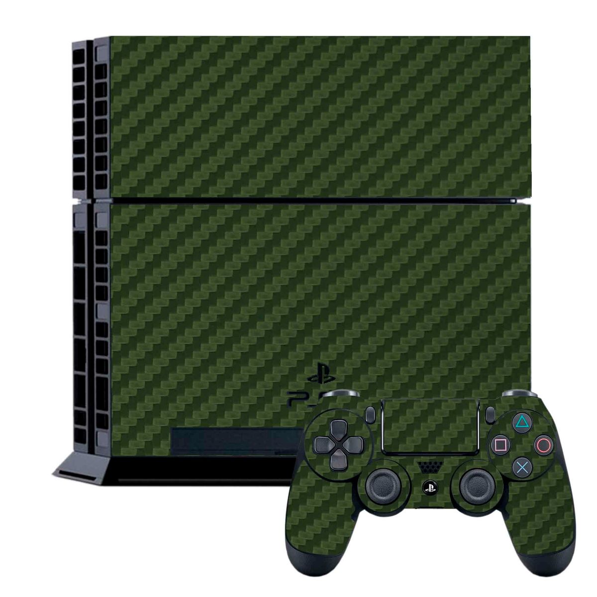 GENERICO - Skin Adhesivo Fibra de Carbono Verde para Ps4 Fat