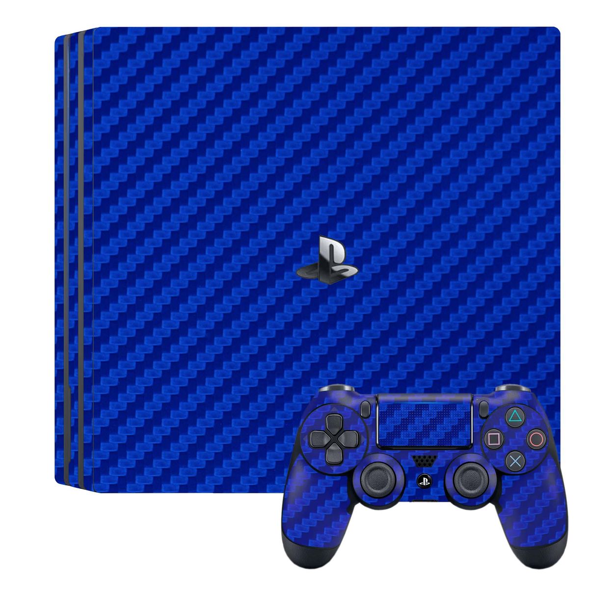 GENERICO - Skin Adhesivo Ps4 Pro Fibra de Carbono Azul