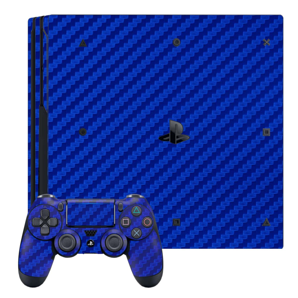 GENERICO - Skin Adhesivo Ps4 Pro Fibra de Carbono Azul