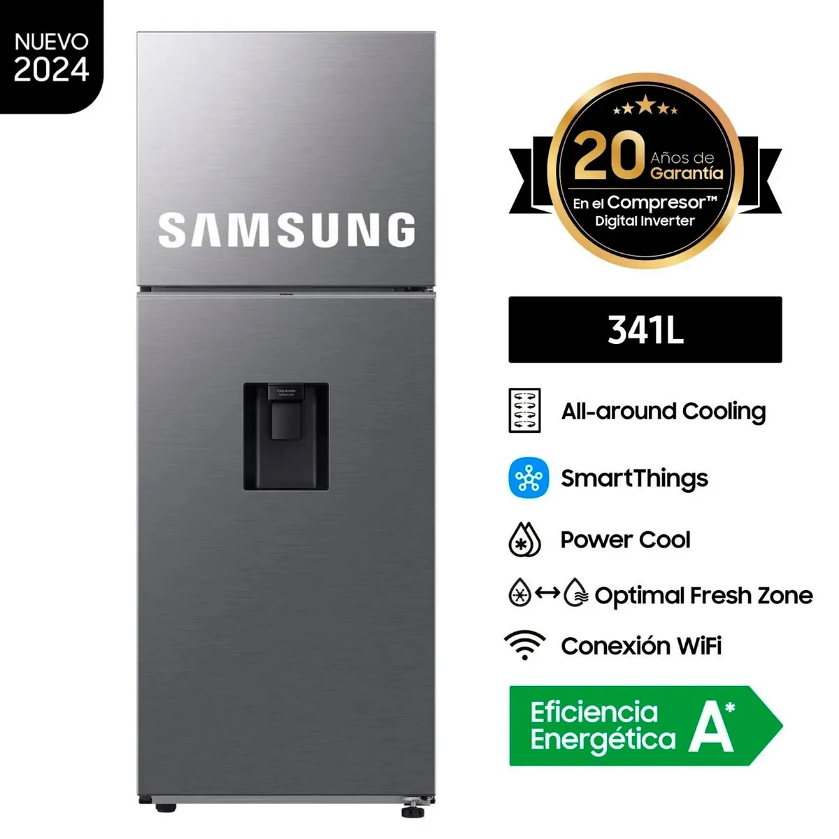 SAMSUNG - Refrigeradora Samsung Top Mount 341Lt RT35DG5720S9PE Silver