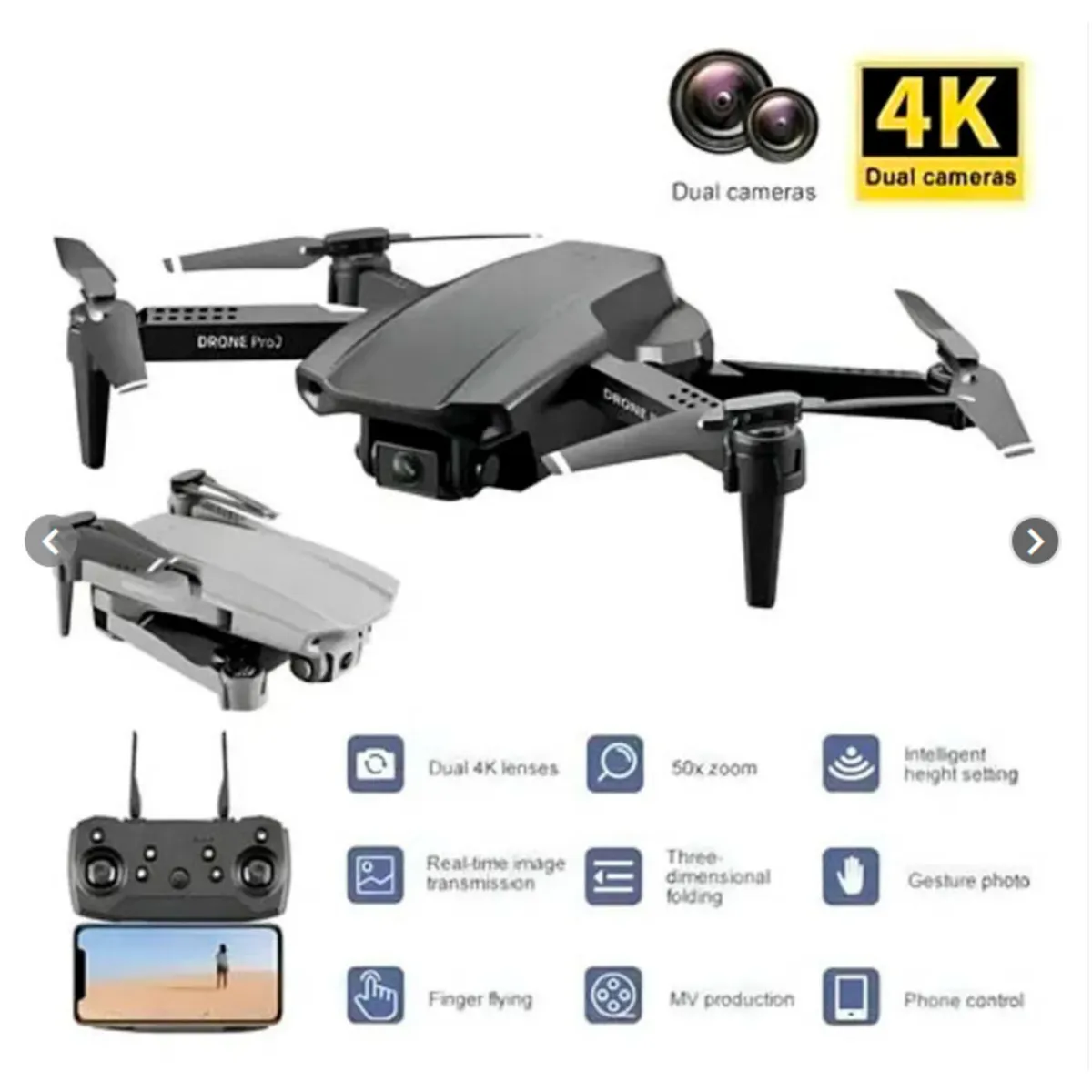 GENERICO - Mini Dron Portátil E99 PRO doble camara