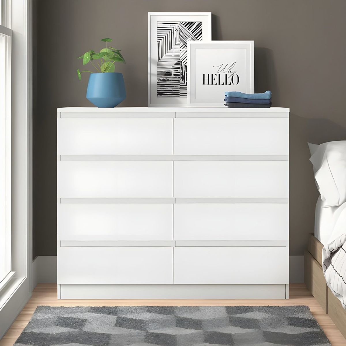 GENERICO - Cómoda Francine 8 Cajones Blanco 100 cm Huk