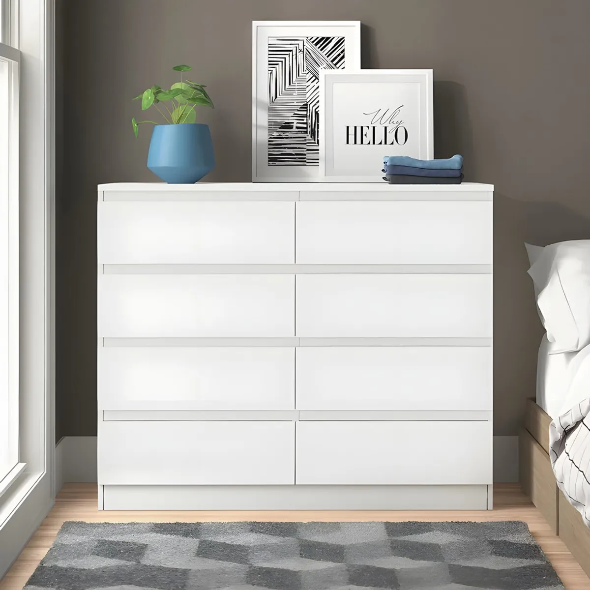 GENERICO - Cómoda Francine 8 Cajones Blanco 120 cm Huk