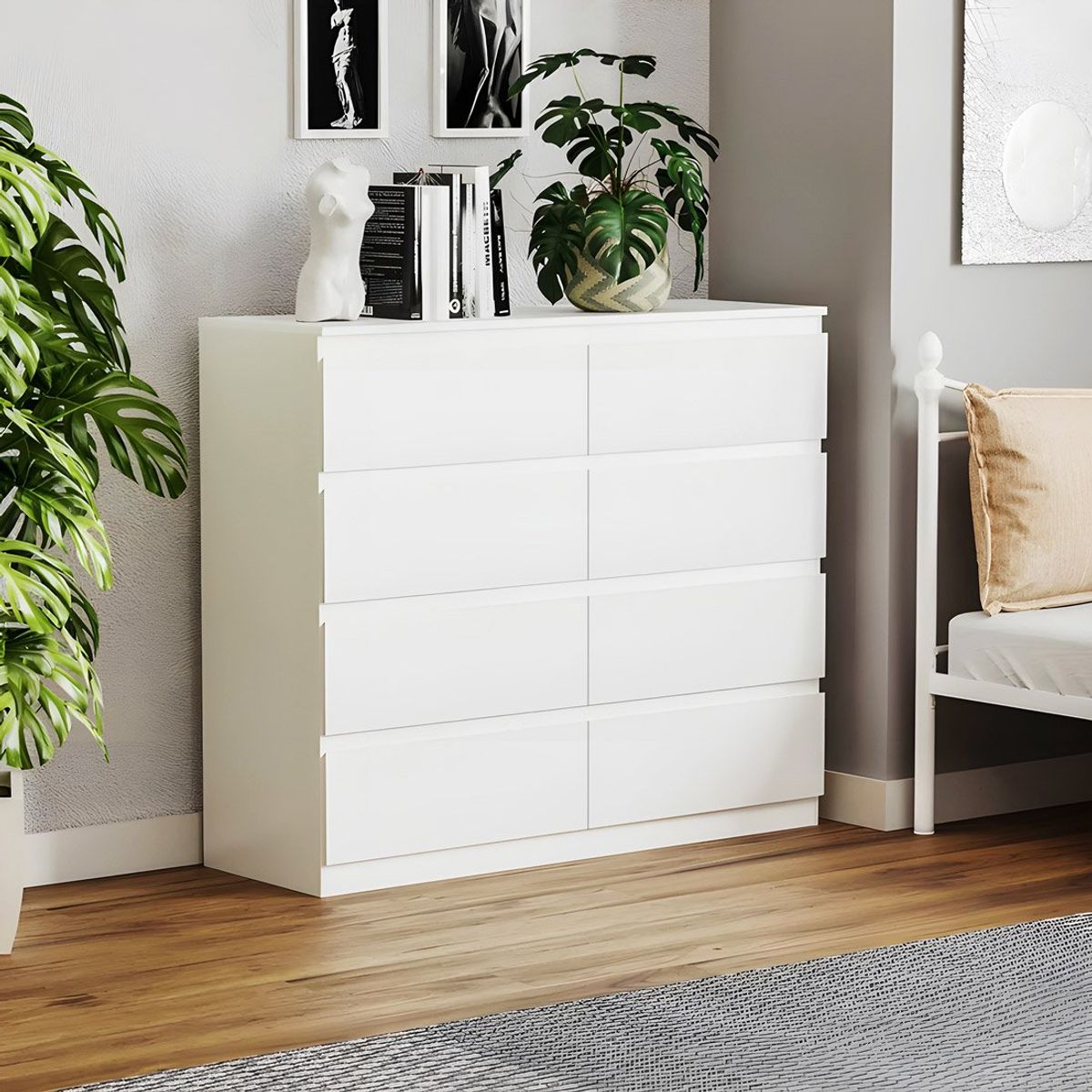 GENERICO - Cómoda Francine 8 Cajones Blanco 120 cm Huk