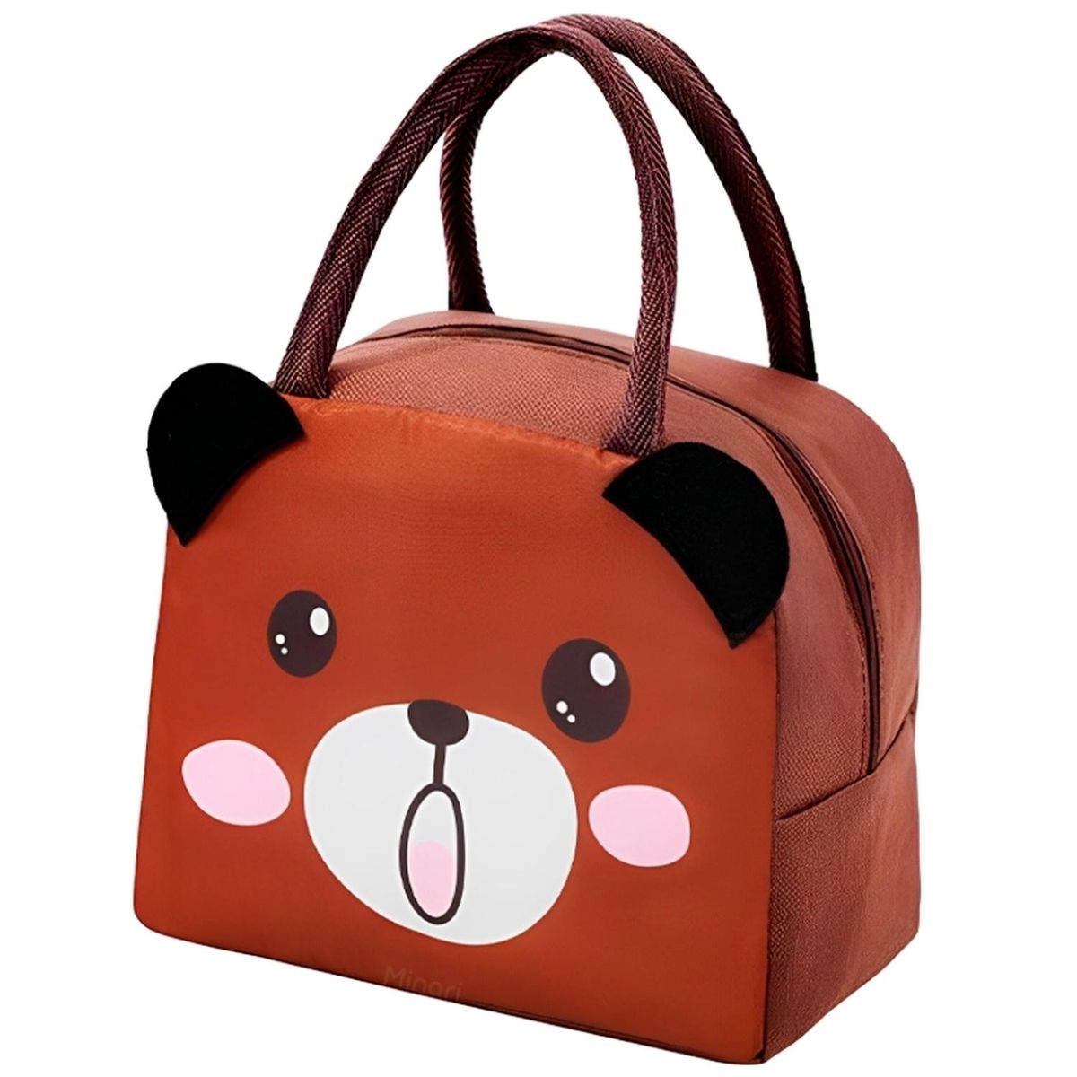 MINARI - Lonchera Térmica Infantil Marrón Diseño Oso 52L