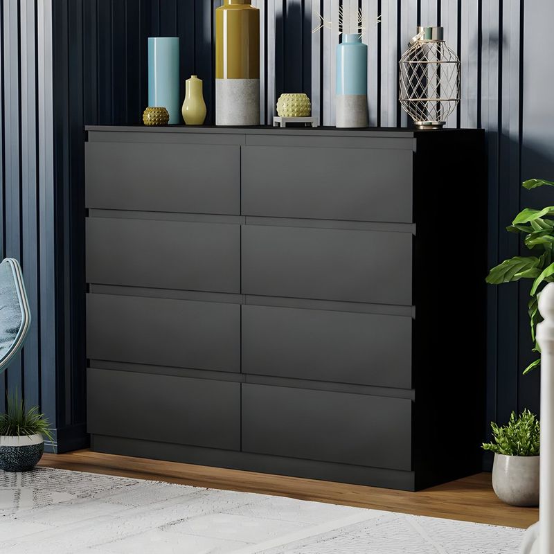 GENERICO - Cómoda Francine 8 Cajones Negro 120 cm Huk