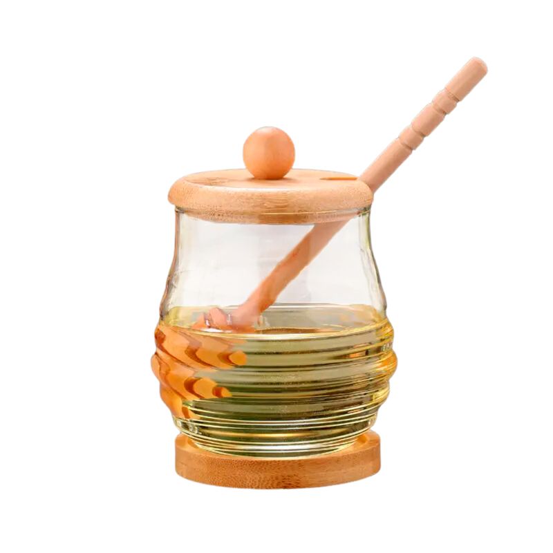 INSPIRA - Frasco para Miel con Tapa y Base de Bambú 250 ml