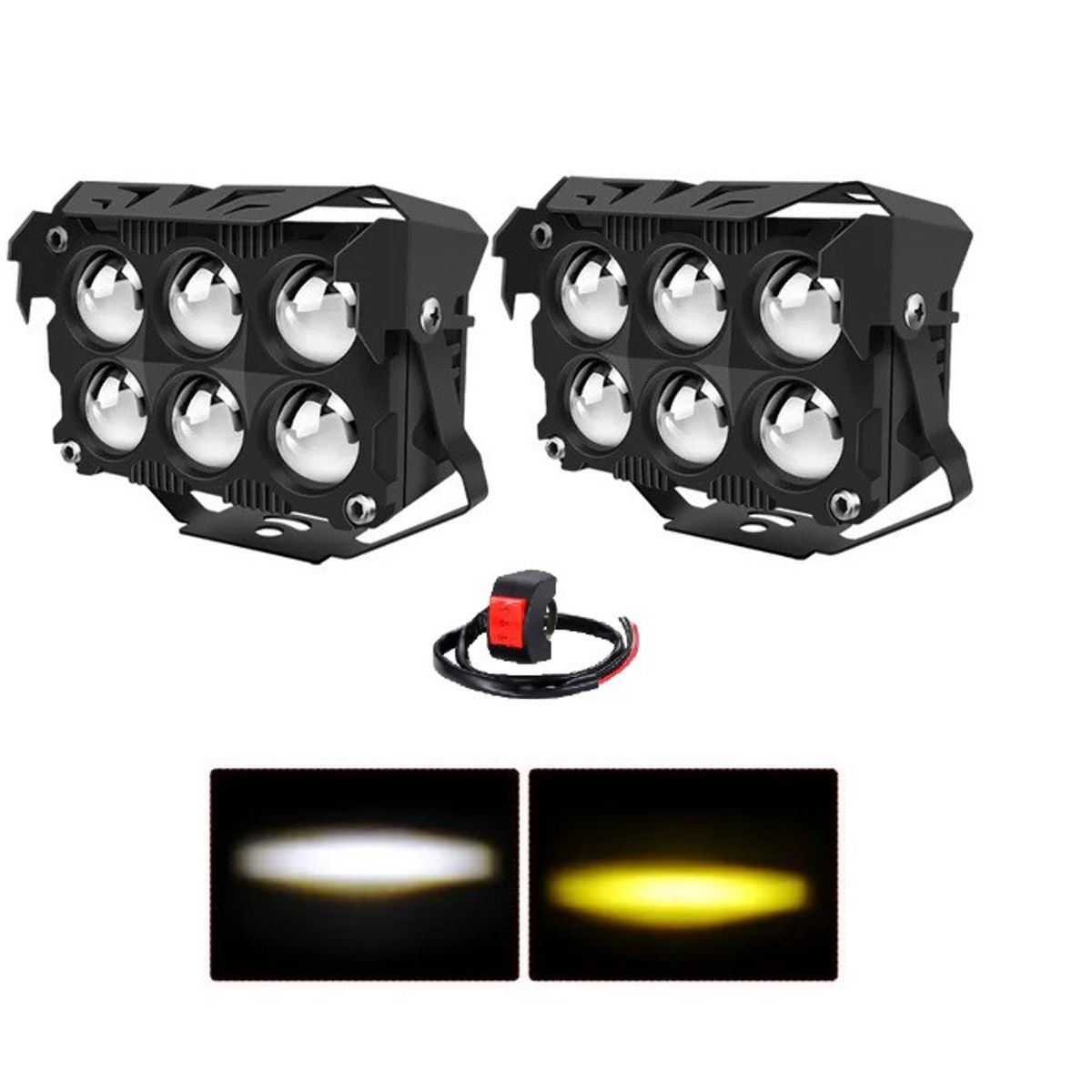 JET - Faros Led Doble Color 6x6 Lupas Con Ventilador  45000LM 2pcs
