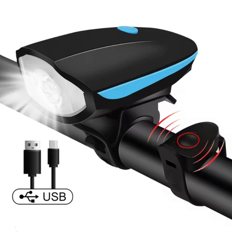 GENERICO - KIT LUZ CON TIMBRE RECARGABLE PARA BICICLETA