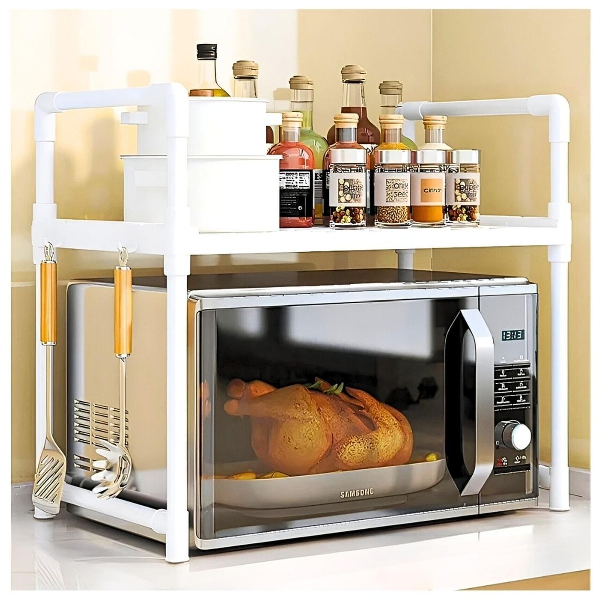 MINARI - Soporte Organizador de Microondas Blanco 340E