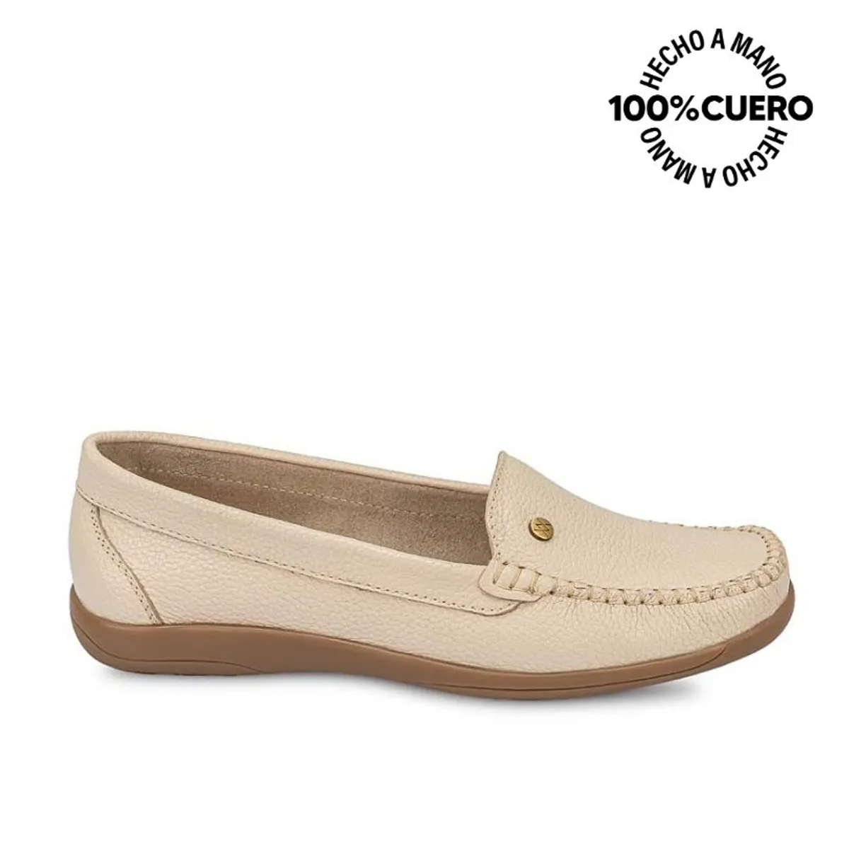 VIALE - Zapato Mocasín Casual DOM-2507 Vainilla Viale Cuero