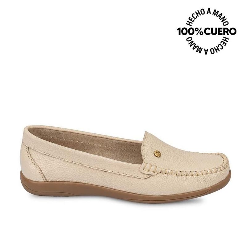VIALE - Zapato Mocasín Casual DOM-2507 Vainilla Viale Cuero