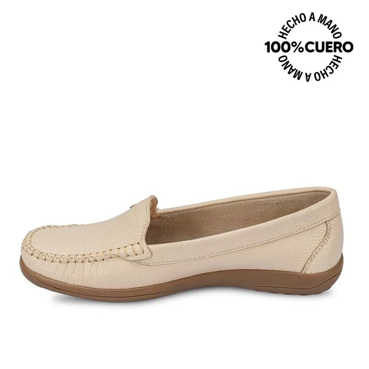 VIALE - Zapato Mocasín Casual DOM-2507 Vainilla Viale Cuero