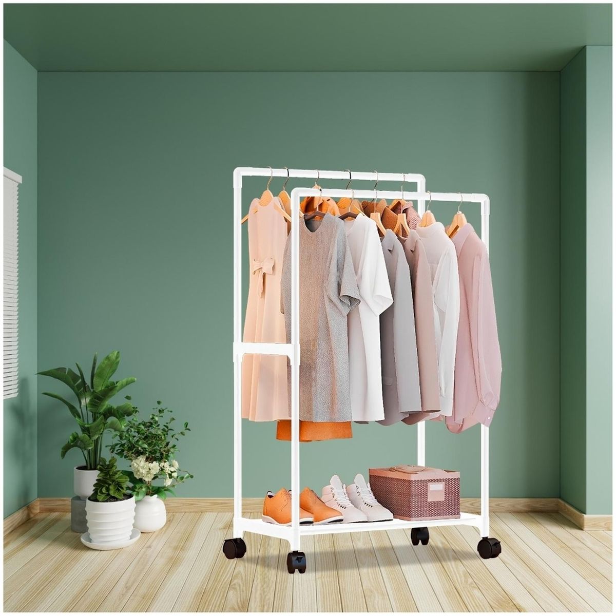 MINARI - Colgador de Ropa Perchero Doble Zapatera BL 1070P