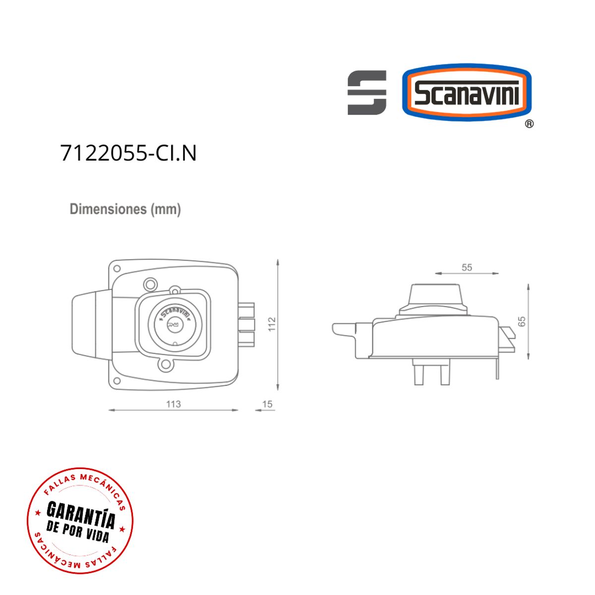 SCANAVINI - Cerradura Blindada de Sobreponer Eléctrica 2055 (abren hacia el exterior)